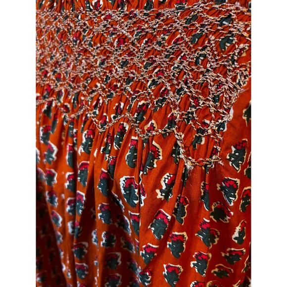 DOEN Dress Large Estee Floral Smocked Boho Mini Organic Cotton in Calico Canyon - Picture 5 of 9